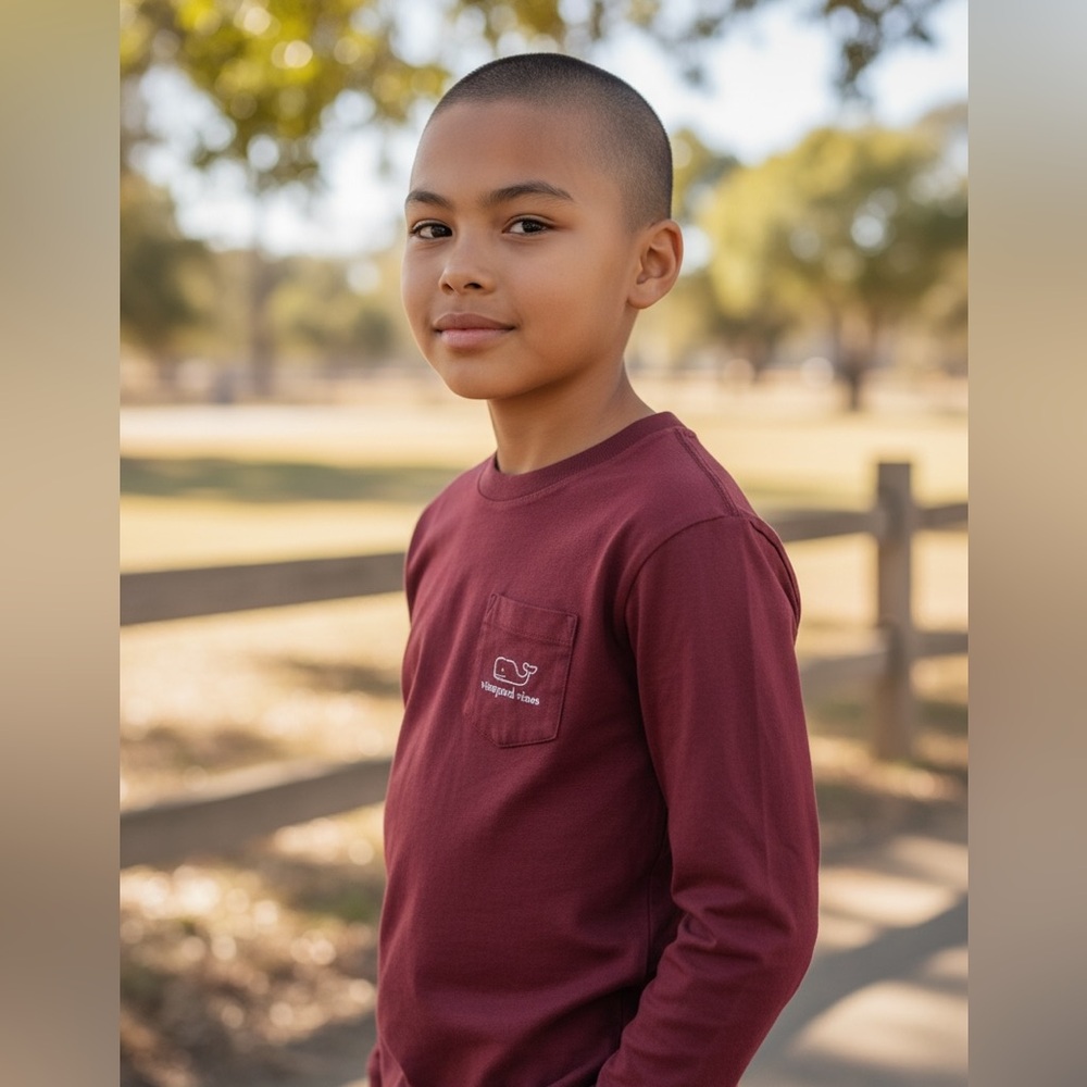 Vineyard Vines Kids Burgundy Long Sleeve Tee